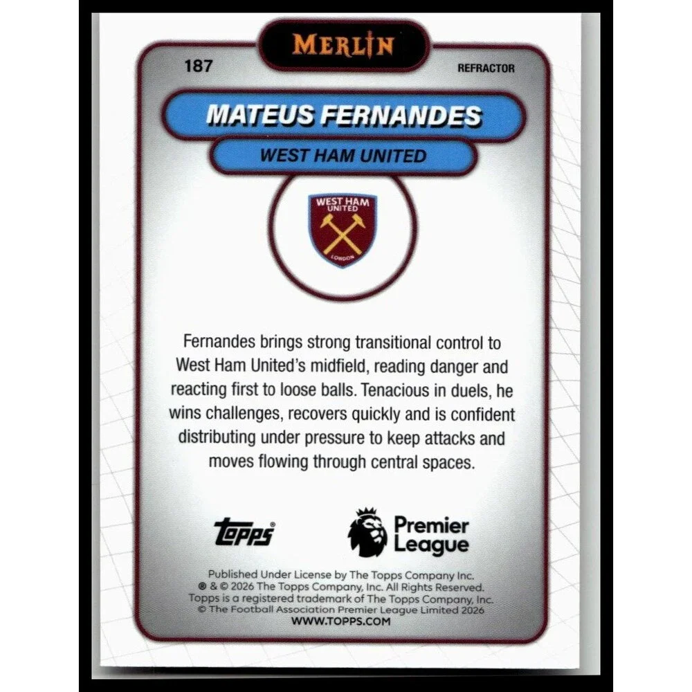 topps 2026 Merlin Premier League } Mateus Fernandes Refractor